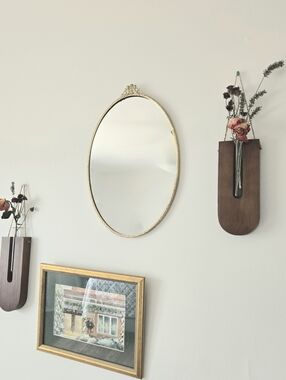 Vintage Gold Oval Mirror Ornate Frame – French Cottage Wall Decor